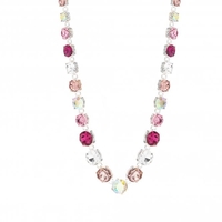 Silver Plated Pink Crystal Stone Set Necklace