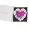 Silver Plated Pink Mix Crystal Heart Shaker Compact Mirror - Gift Boxed