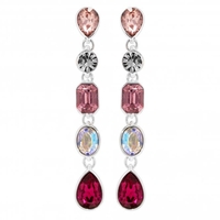 Silver Plated Pink Mixed Shape Linear Drop Earring