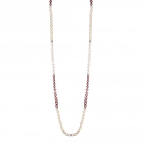 Silver Plated Pink Pearl Blush Ombre 48 Inch Allway Necklace