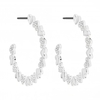 Silver Plated Polished And Pave Heart Hoop Earring