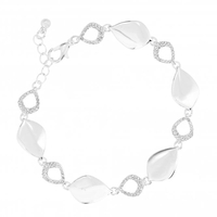 Silver Plated Polished And Pave Open Link Bracelet