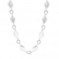 Silver Plated Polished And Pave Open Link Necklace