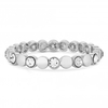 Silver Plated Polished And Pave Round Stretch Bracelet