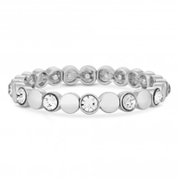 Silver Plated Polished And Pave Round Stretch Bracelet
