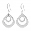 Silver Plated Polished And Satin Crystal Earring