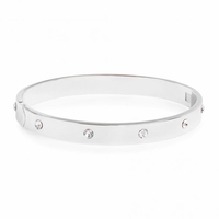 Silver Plated Polished Crystal Bangle