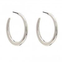 Silver Plated Polished Hoop Earrings