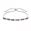 Silver Plated Purple Fine Baguette And Round Bracelet