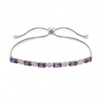 Silver Plated Purple Fine Baguette And Round Bracelet