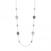 Silver Plated Purple Mix Catseye Long Rope Necklace