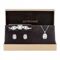 Silver Plated Rectangle Halo Set - Gift Boxed