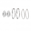 Silver Plated Rope Effect Hoop Earrings - Pack Of 3