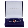 Silver Plated Ruby Red Cubic Zirconia Heart Toggle Bracelet - Gift Boxed