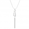Silver Plated Satin Oval Link Long Pendant Necklace