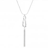 Silver Plated Satin Oval Link Long Pendant Necklace