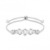 Silver Plated Shatter Baguette Bar Toggle Bracelet