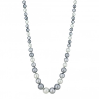Silver Plated Silver Pearl 3 Tone Graduated Allway Necklace