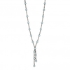 Silver Plated Silver Pearl Bead Lariat Long Allway Necklace