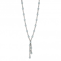 Silver Plated Silver Pearl Bead Lariat Long Allway Necklace