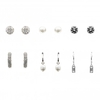 Silver Plated Small Crystal And Pearl Earrings - Pack of 6