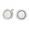 Silver Plated Small Polished Pearl Bouton Stud Earring