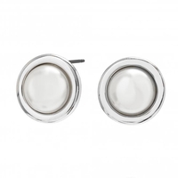 Silver Plated Small Polished Pearl Bouton Stud Earring