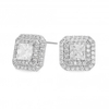 Silver Plated Square Cubic Zirconia Pave Stud Earring