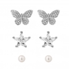 Silver Plated Star And Butterfly Stud Earings - Pack Of 3