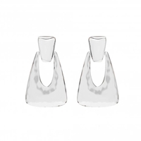 Silver Plated Texture Metal Drop Earrings