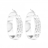 Silver Plated Textured Flat Hoop Earring