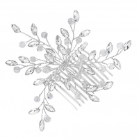 Silver Plated Thea Clear Crystal Bead Spray Hair Comb