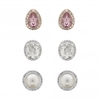Silver Plated Tonal Mix Stud Earrings - Pack of 3