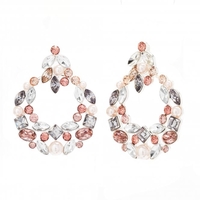 Silver Plated Tonal Pink Encrusted Door Knocker Earrings