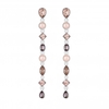 Silver Plated Tonal Pink Mix Shape Linear Drop Earrings