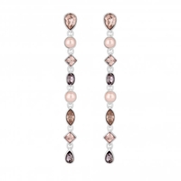 Silver Plated Tonal Pink Mix Shape Linear Drop Earrings