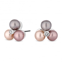 Silver Plated Tonal Pink Pearl Trilogy Stud Earring