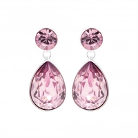 Silver Plated Tonal Pink Teardrop Earring