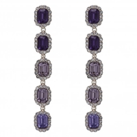 Silver Plated Tonal Purple Drop Earrings