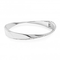 Silver Plated Twist Pave Bangle Bracelet