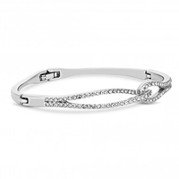 Silver Plated Twisted Link Crystal Bangle Bracelet
