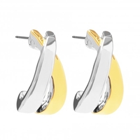 Silver Plated Two Tone Half Hoop Earring