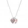 Silver Plated Two Tone Heart Pendant Necklace - Gift Boxed