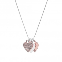 Silver Plated Two Tone Heart Pendant Necklace - Gift Boxed