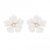 Silver Plated White Flower Stud
