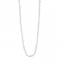 Silver Plated White Pearl Pearl Metallic Thread Two Row Allway Necklace