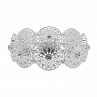 Silver Plated Wide Filagree Stretch Bracelet