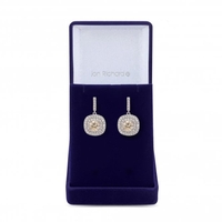 Silver Plated Yellow Cubic Zirconia Pave Halo Drop Earring - Gift Boxed