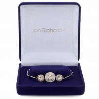 Silver Played Yellow Cubic Zirconia Pave Halo Bracelet - Gift Boxed