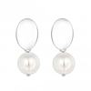 Silver Polished Post Cream Pearl Drop Earrings